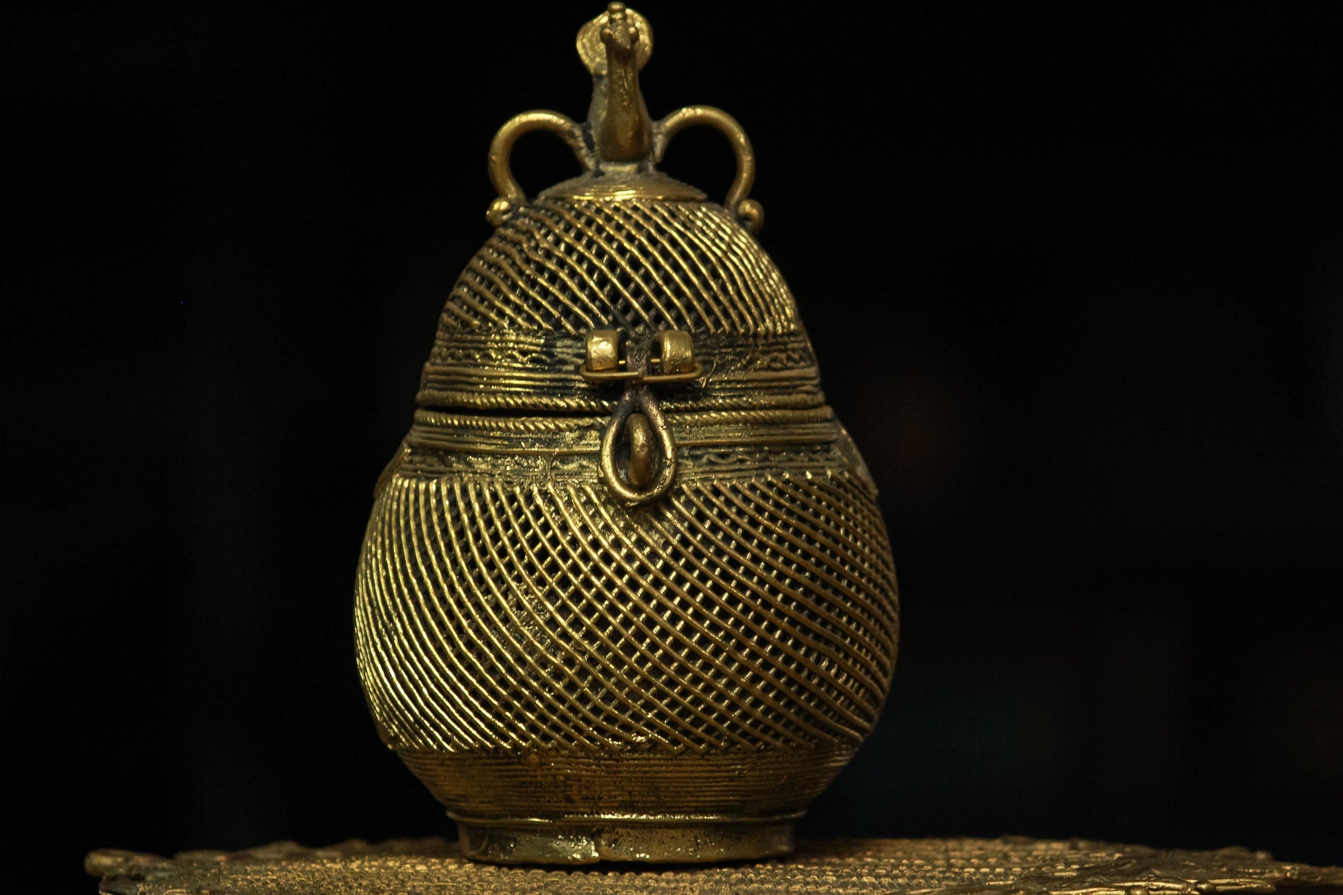 Handmade Dhokra Coconut Box (Small)
