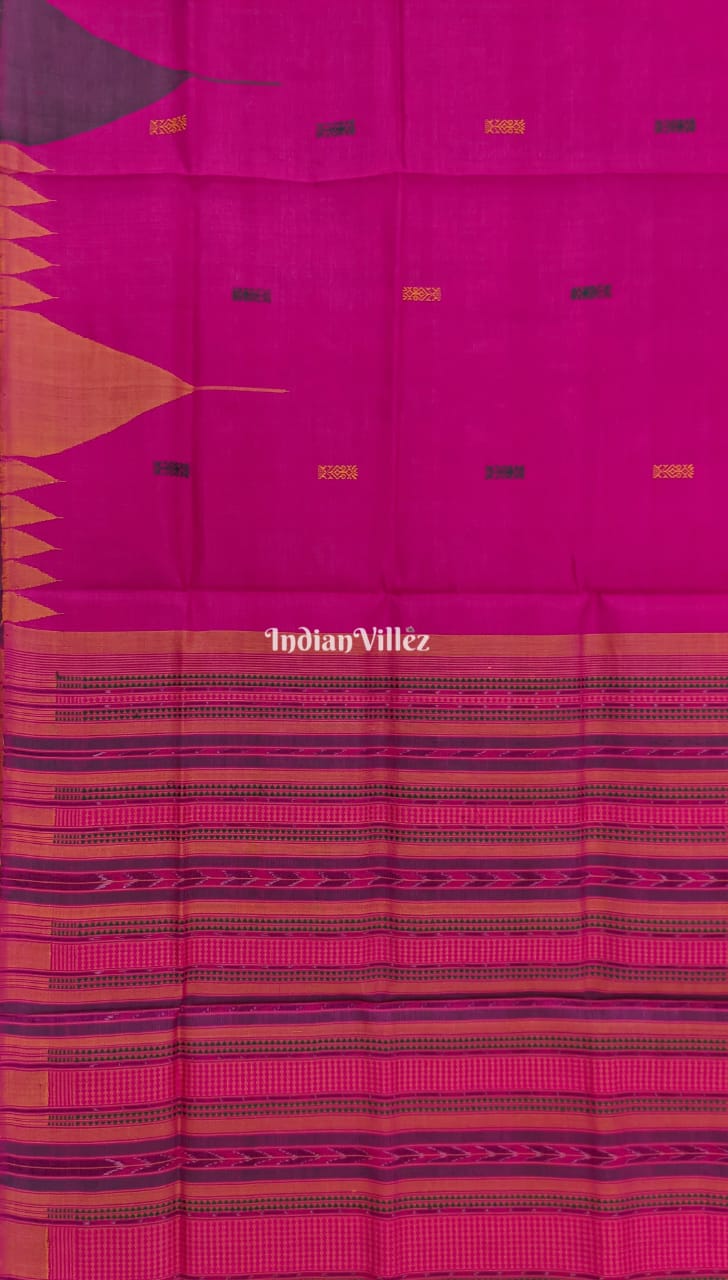 Pink Odisha Handloom Sambalpuri Tussar Silk Saree