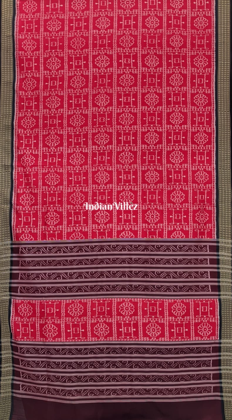 Red Tribal Theme Odisha Ikat Sambalpuri Silk Fabric – IndianVillèz