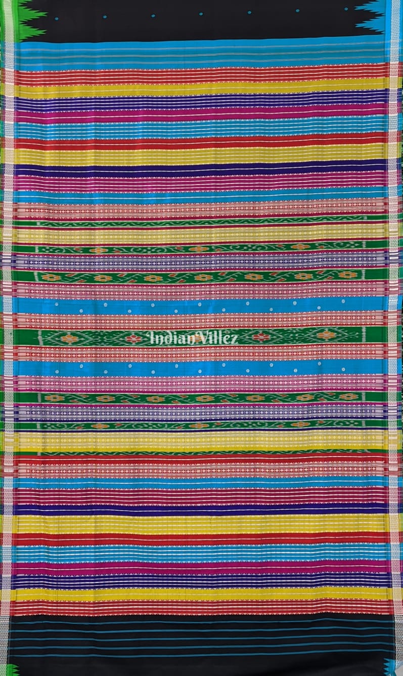 Unique Black with Multicolor Anchal Berhampuri Silk Saree