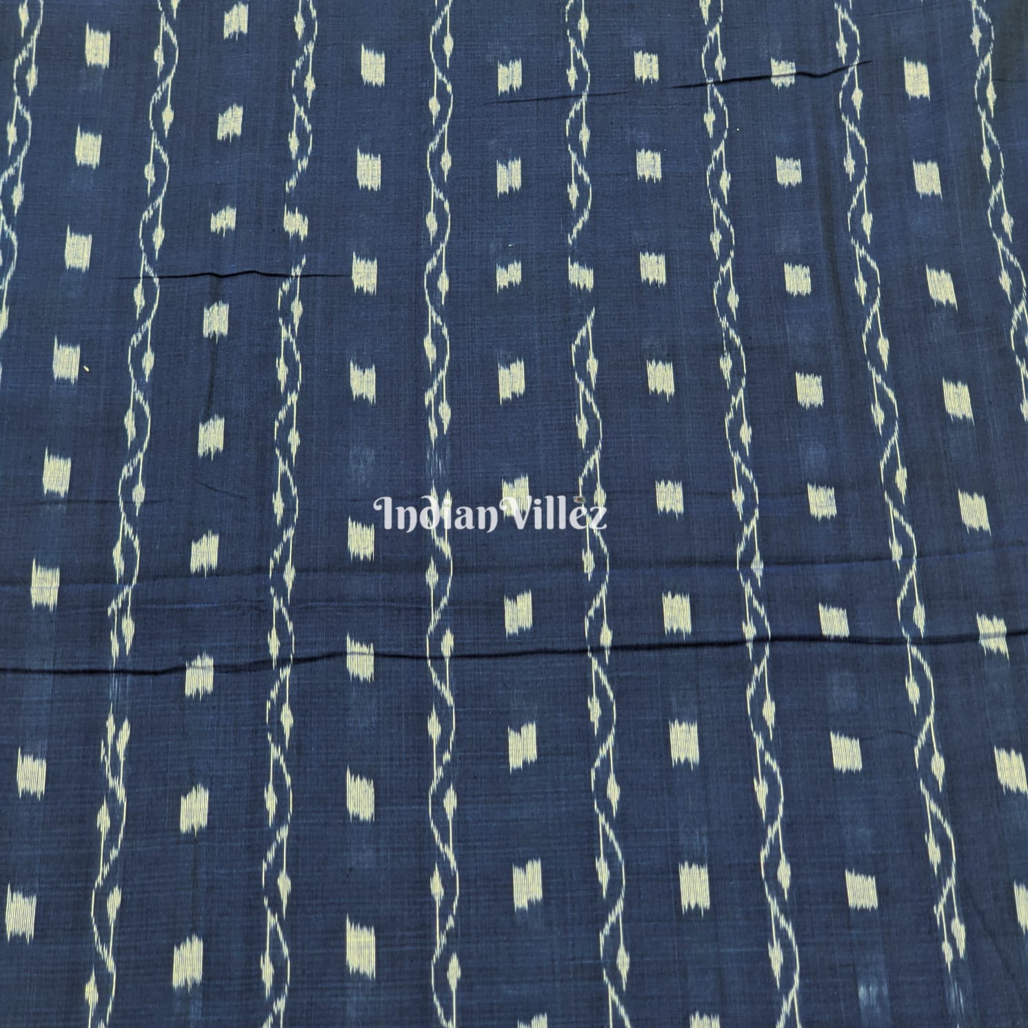 Blue Tipa Design Sambalpuri Ikat Cotton Fabric