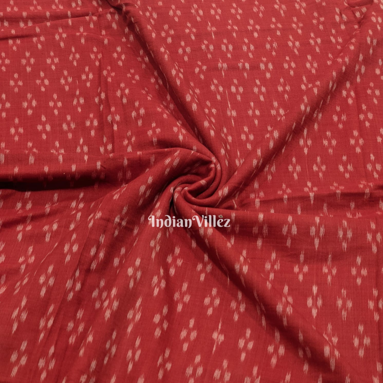 Brick Red Odisha Ikat Sambalpuri Cotton Dress Material