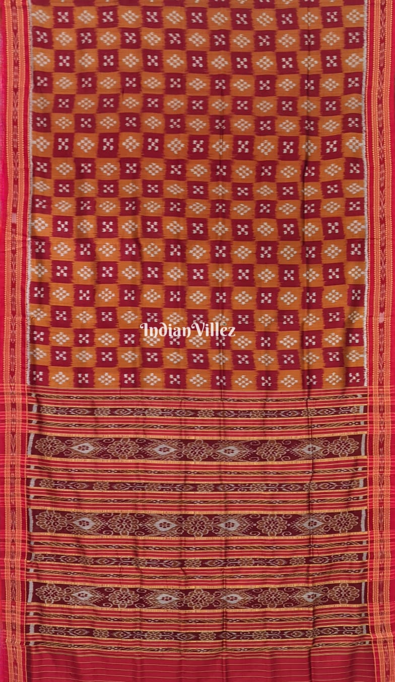 Golden Body Pasapali Odisha Ikat Khandua Silk Saree