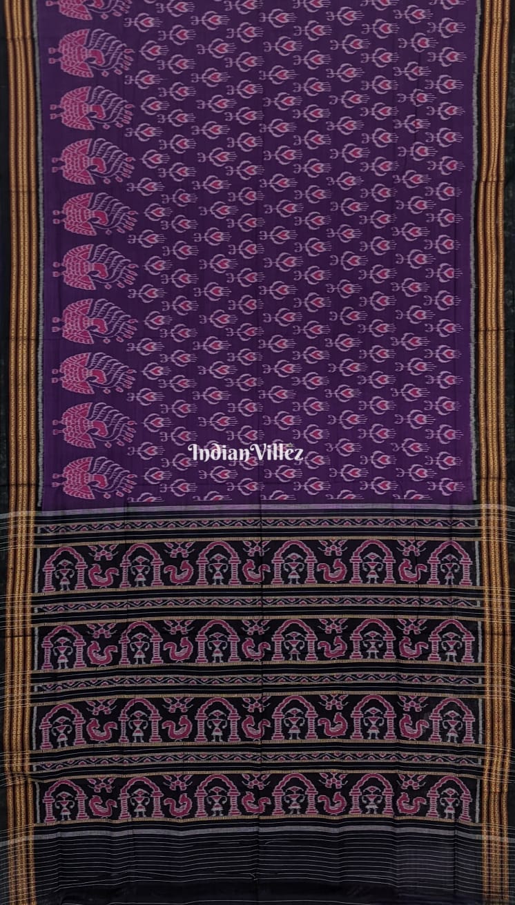 Violet Tribal Theme Sambalpuri Ikat Cotton Saree