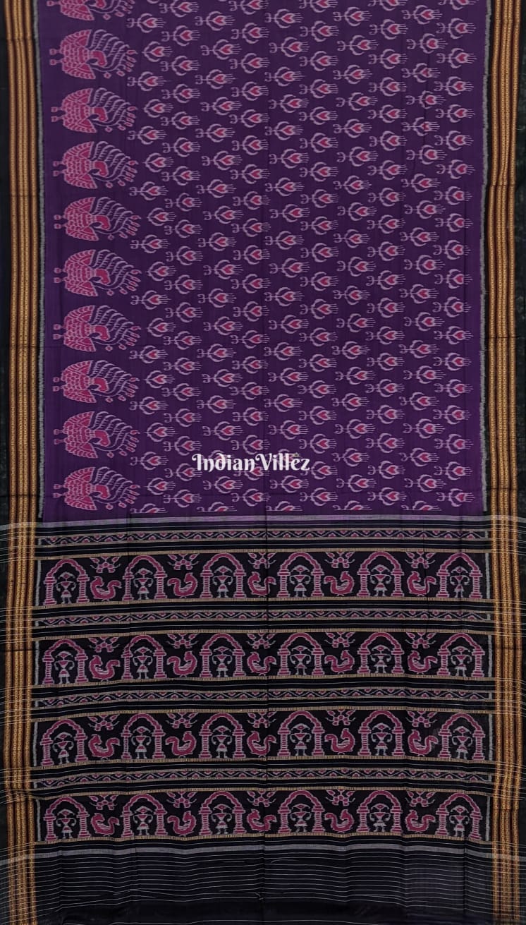 Violet Tribal Theme Sambalpuri Ikat Cotton Saree