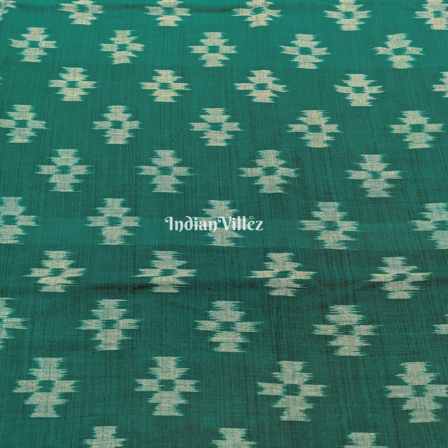 Rama Green Odisha Ikat Sambalpuri Cotton Fabric