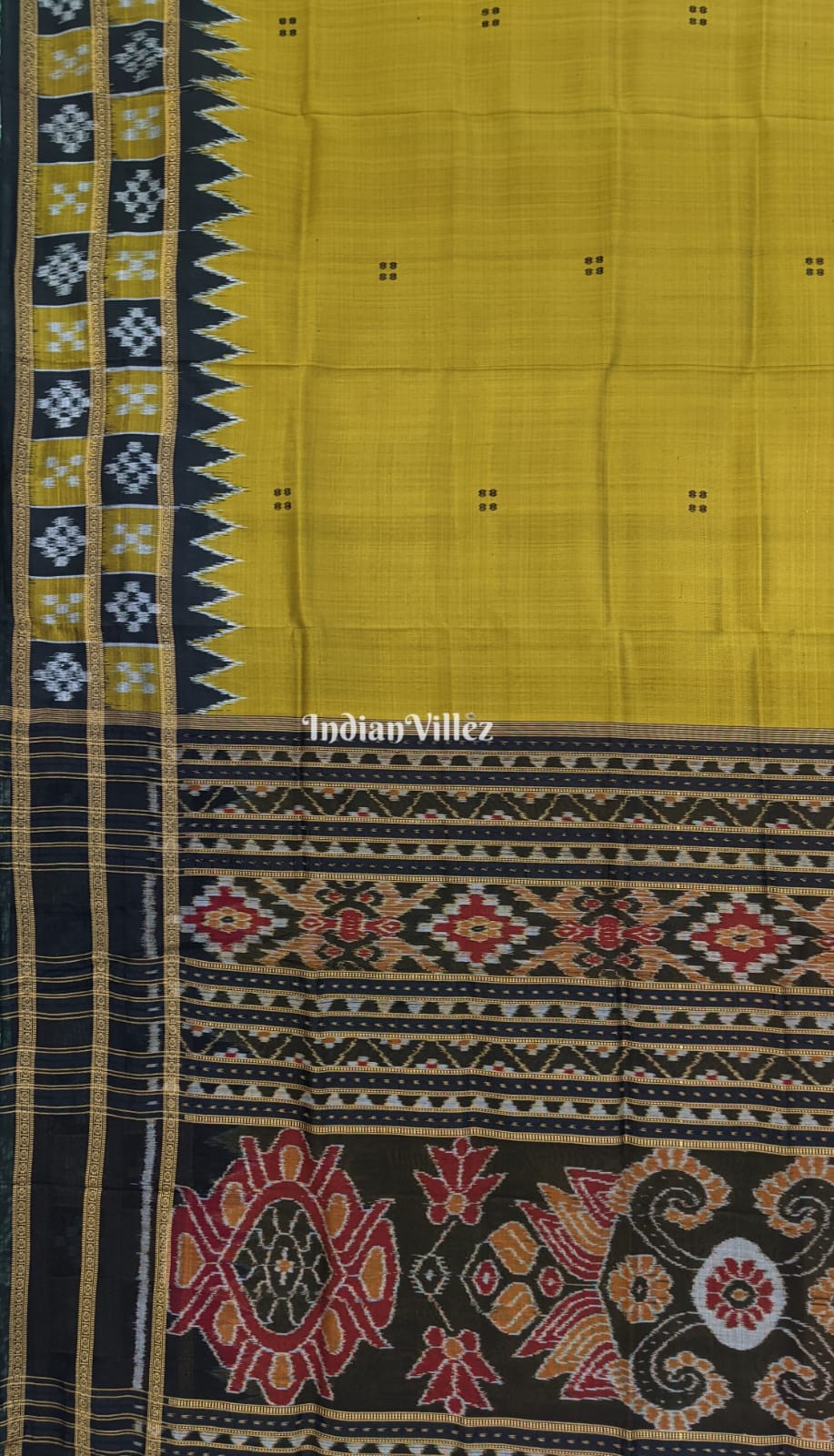 Mustard Yellow Double Border Pasapalli Khandua Silk Saree