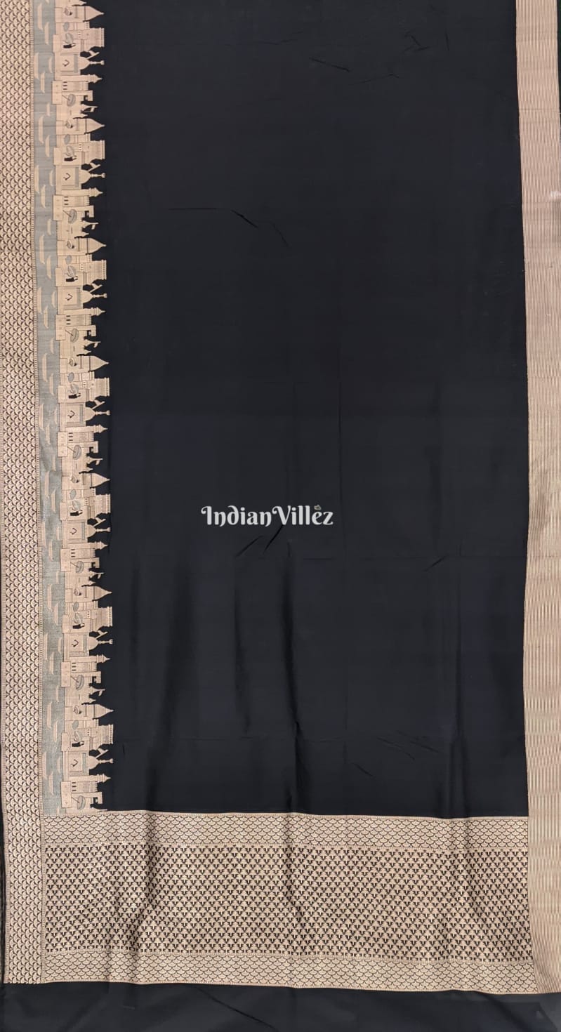 Black Kashi Banarasi Katan Silk Saree