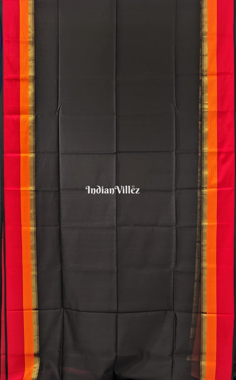 Black Maheshwari Cotton* Silk Saree