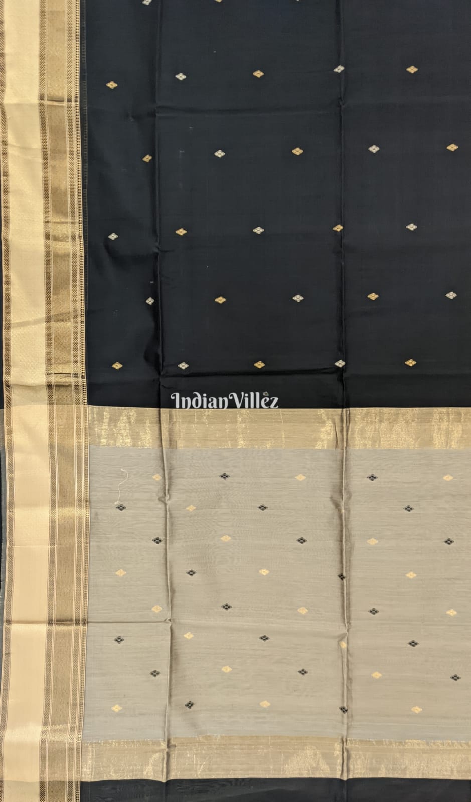 Black Maheshwari Silk* Cotton Saree