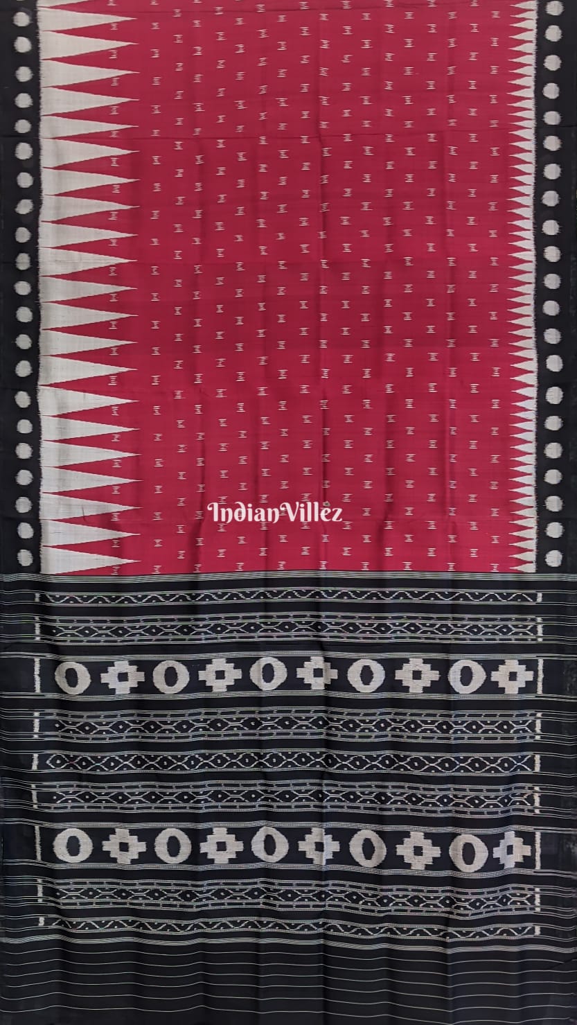 Maroon & Black Contemporary Soft Odisha Ikat Silk Saree