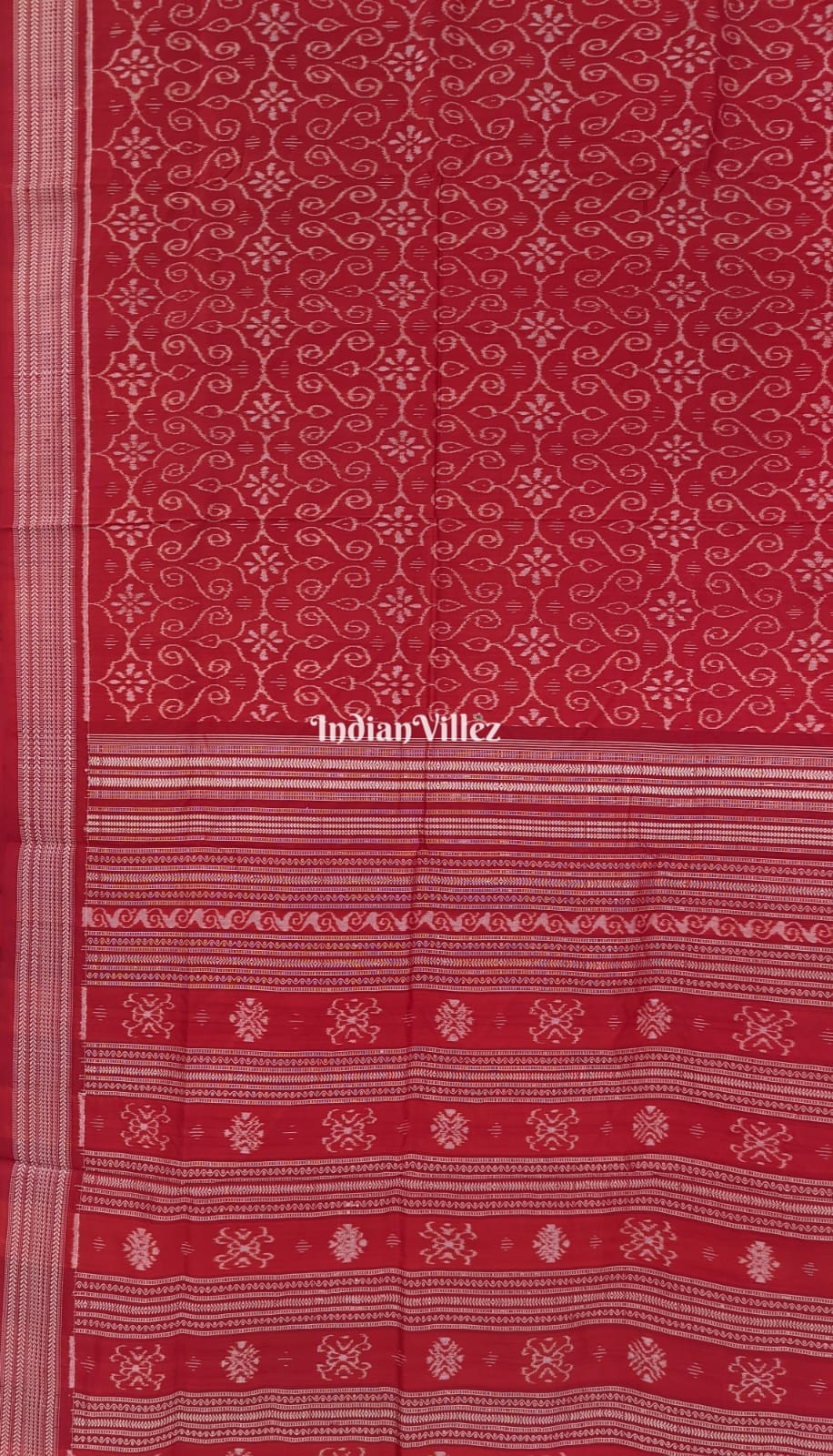 Red Odisha Handloom Natural Dyed Sambalpuri Silk Saree