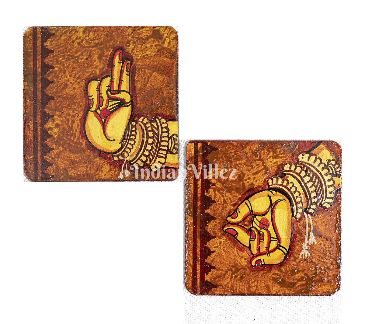 Mudra Pattachitra Hand-Painted Tray Coaster Set