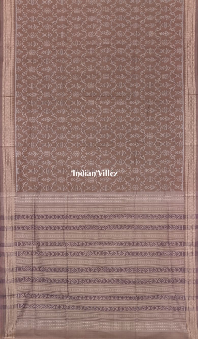 Tortilla Brown Sambalpuri Ikat Natural Dyed Silk Saree
