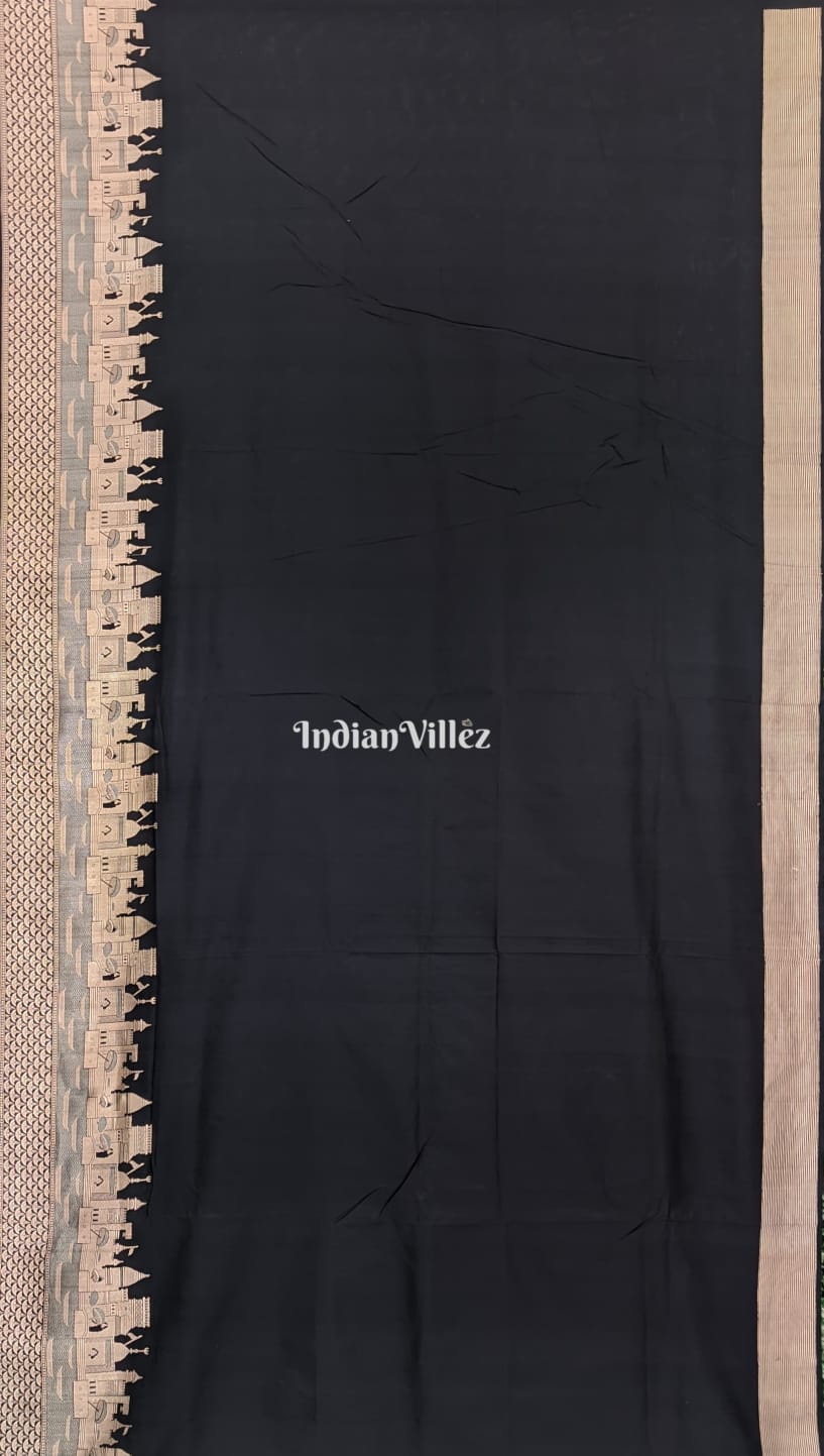 Black Kashi Banarasi Katan Silk Saree