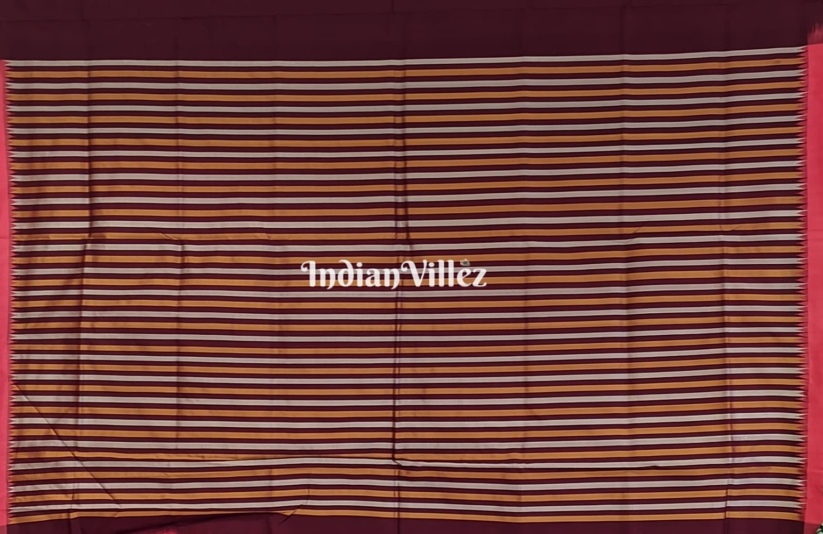 Peach Pyramid Odisha Handloom Ikat Sambalpuri Silk Saree