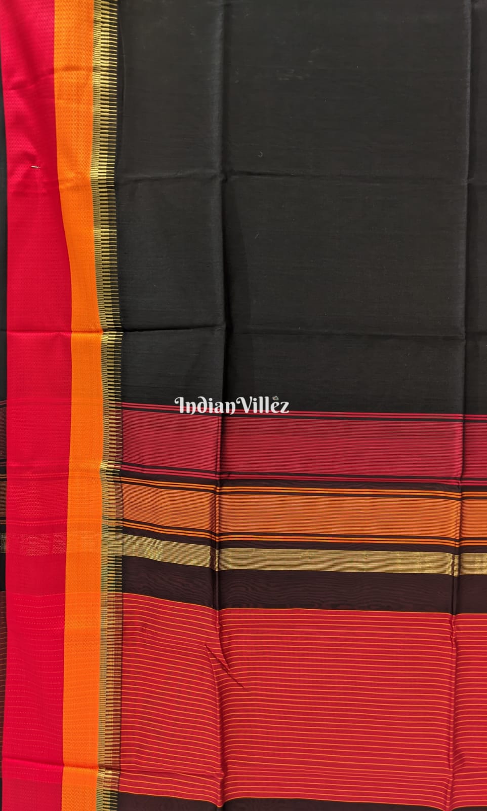 Black Maheshwari Cotton* Silk Saree