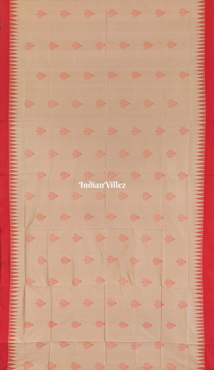 Golden Orange Tree Motif Bomkai Tissue Silk Saree