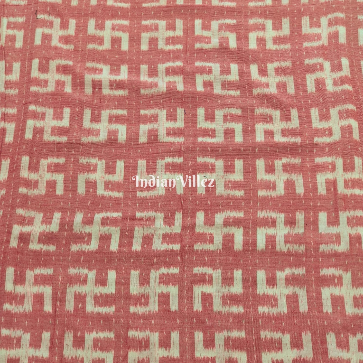 Pink Maroon Swastika Sambalpuri Ikat Cotton Fabric