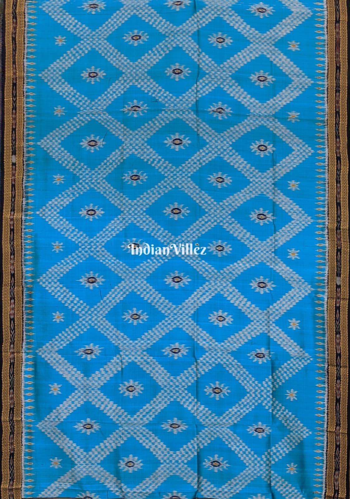 Sky Blue Tarabali Odisha Ikat Khandua Silk Saree