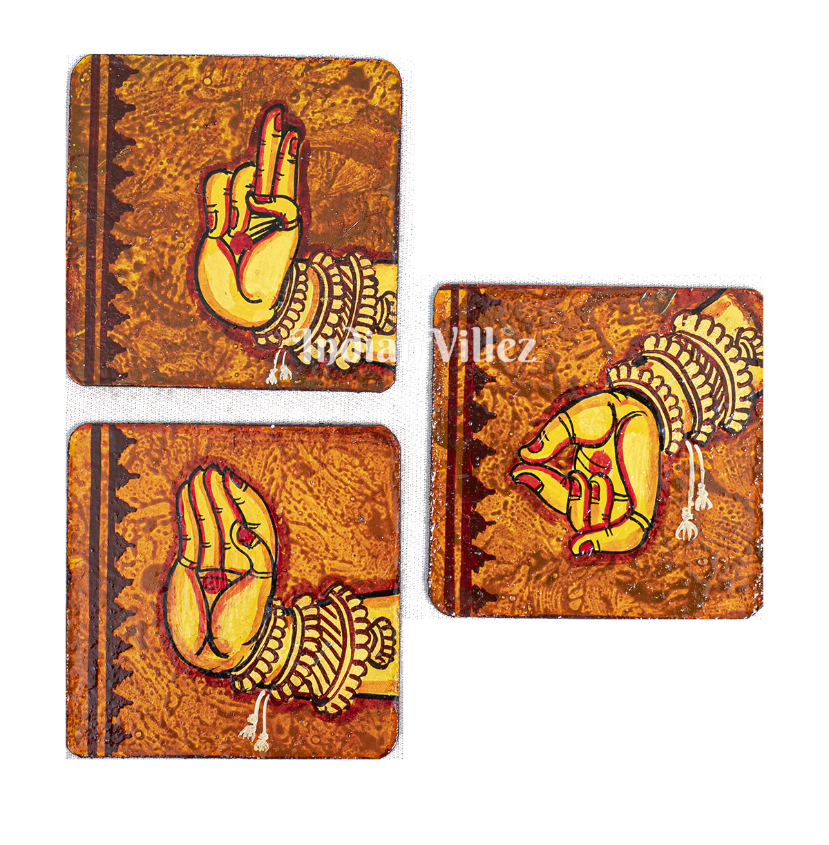 Mudra Pattachitra Hand-Painted Tray Coaster Set