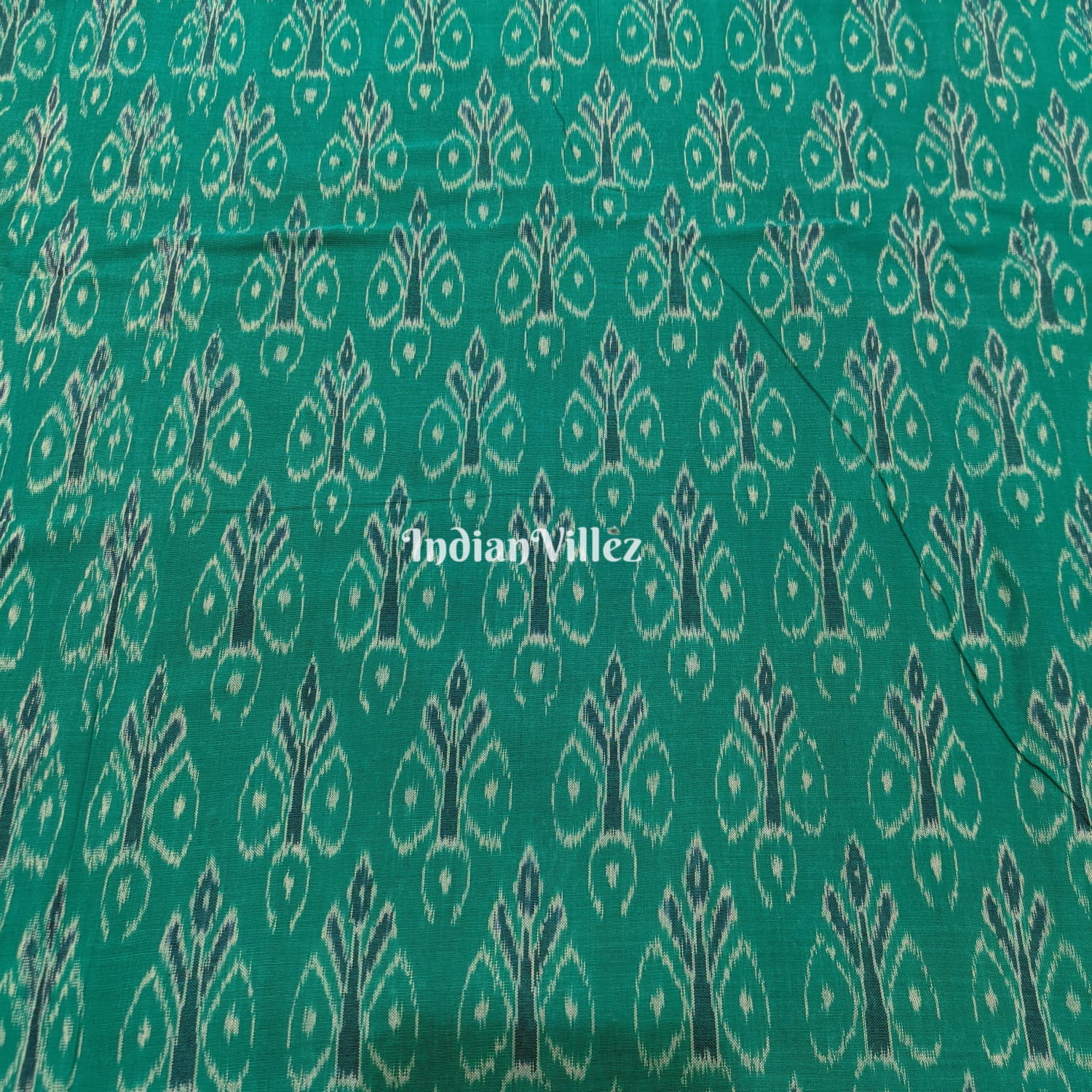 Green Odisha Ikat Sambalpuri Cotton Fabric