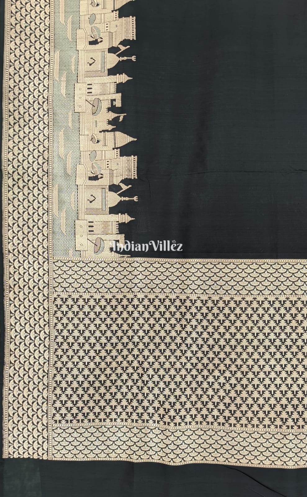 Black Kashi Banarasi Katan Silk Saree