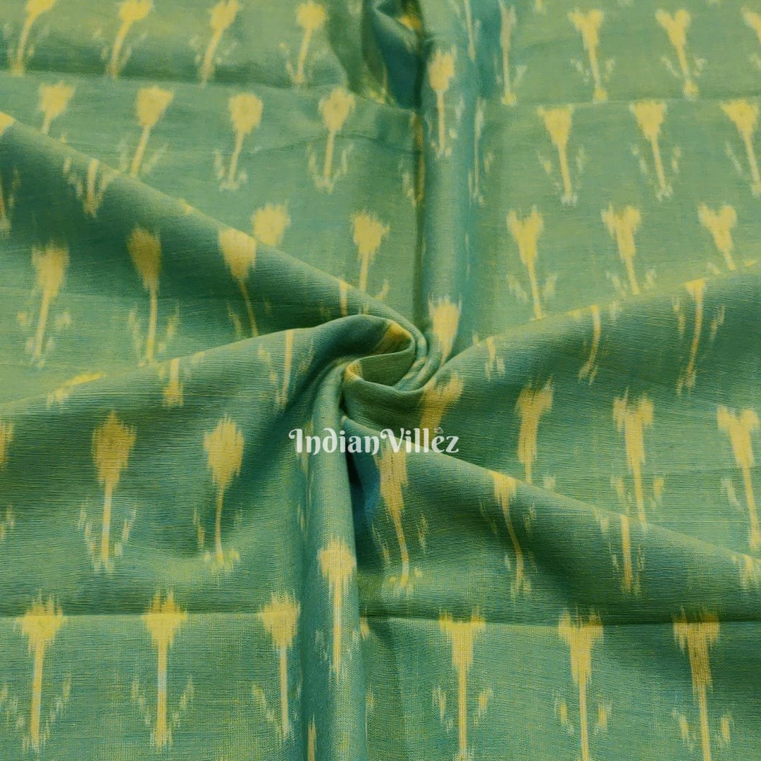 Yellow Green Handwoven Cotton Pochampally Ikat Fabric