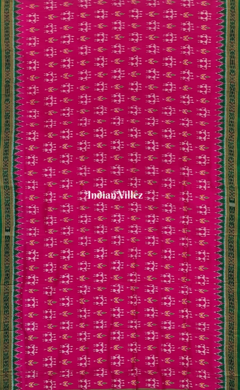 Rani Pink Tribal Motif Odisha Ikat Khandua Silk Saree