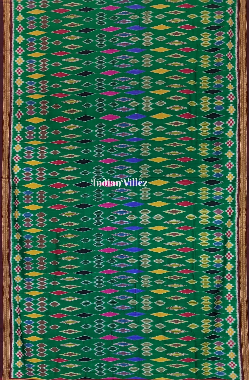 Multicolor on Green Base with Peacock Pallu Khandua Silk Saree