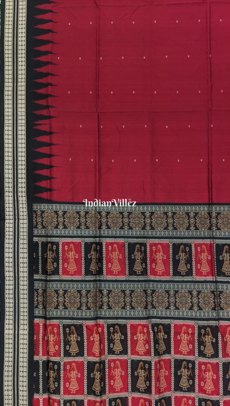 Maroon Potli Design Odisha Ikat Bomkai Silk Saree