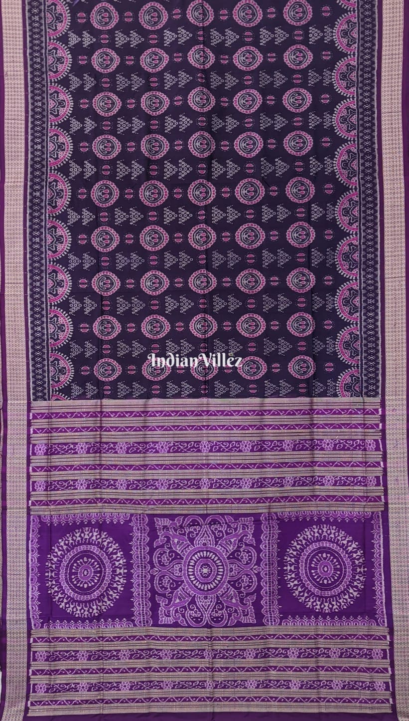 Violet Magenta Purple Laxmi Pada Jhoti Sambalpuri Ikat Silk Saree