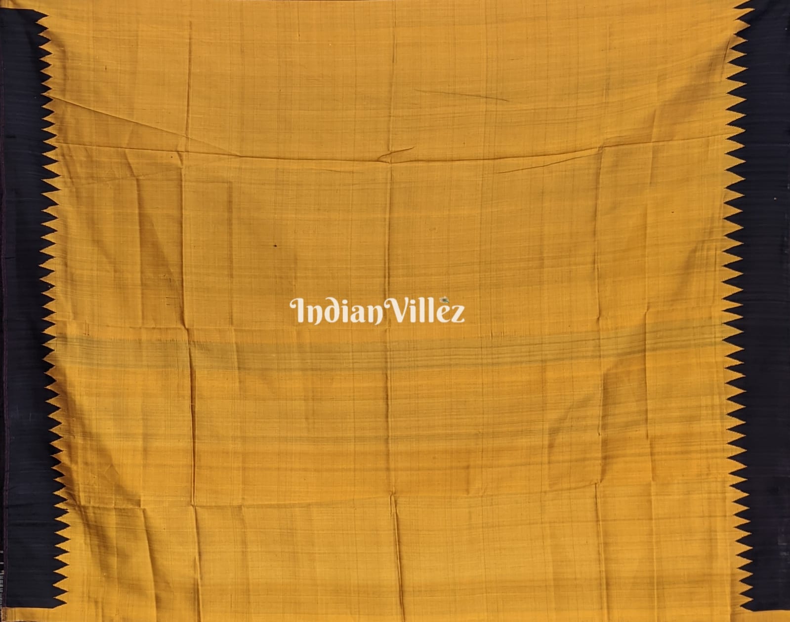 Golden Berhampuri with Black Double Palla Handloom Silk Saree