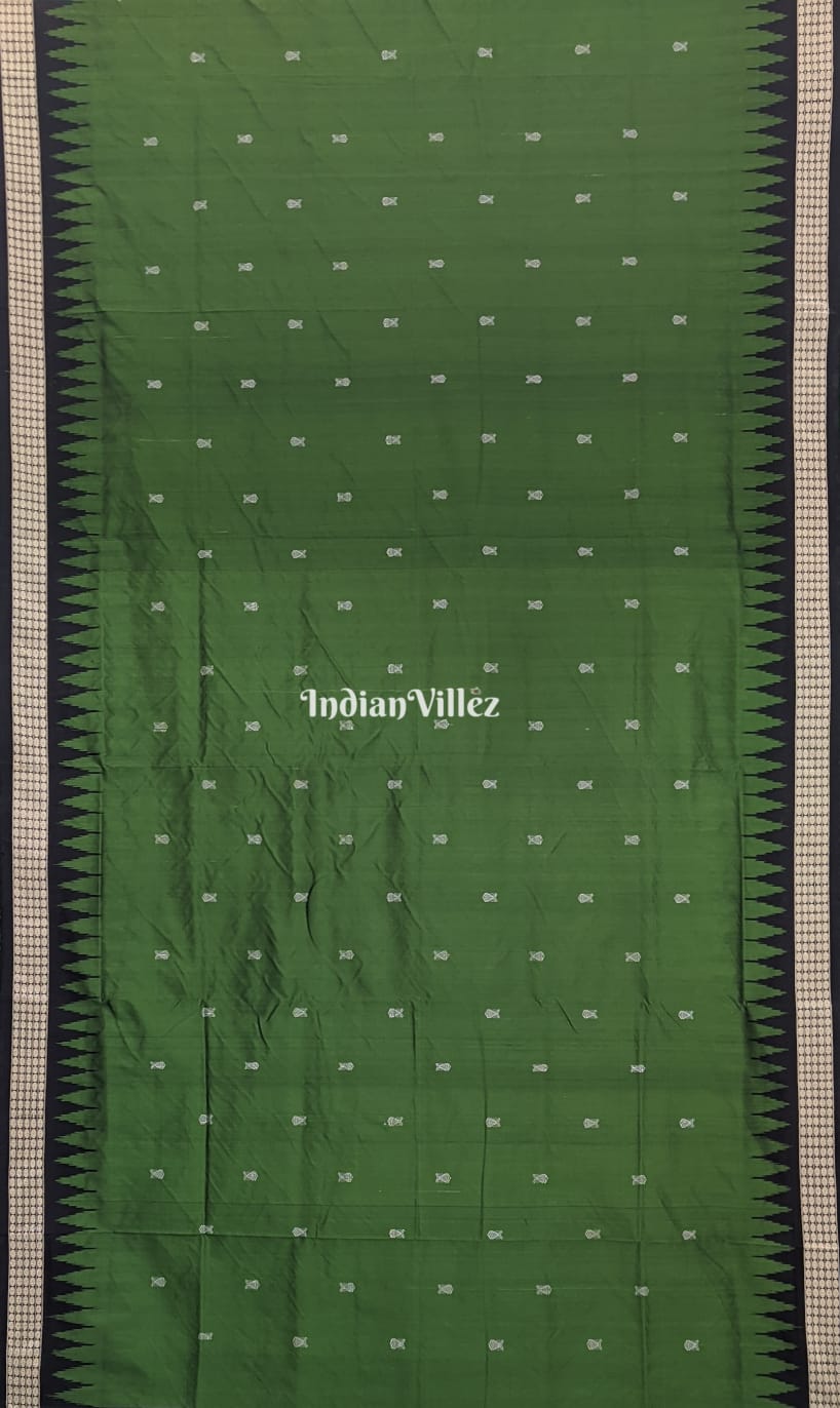 Bottle Green Tribal Anchal Bomkai Silk Saree 