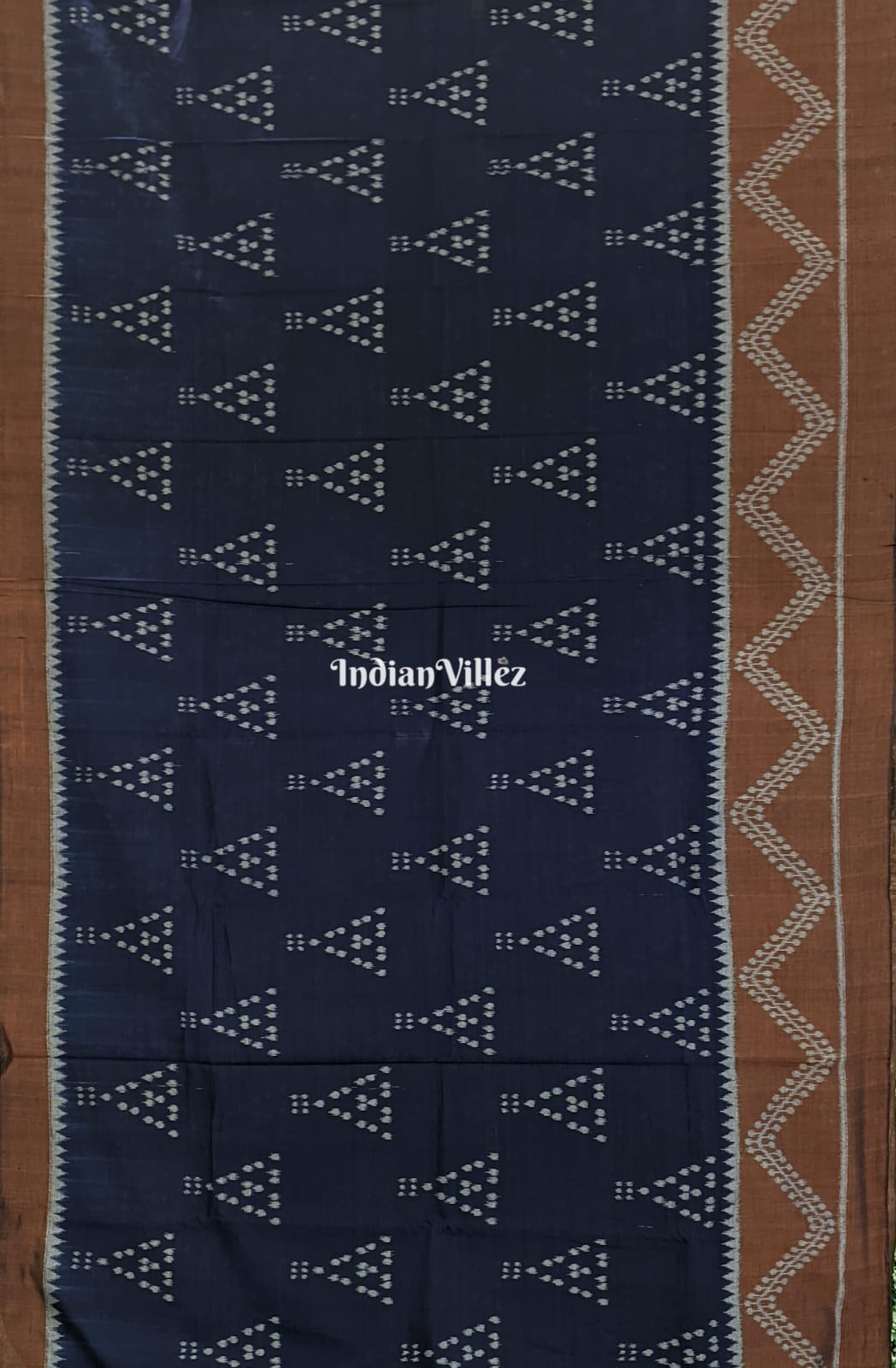 Blue Jhoti Sambalpuri Ikat Cotton Saree with Blouse Piece
