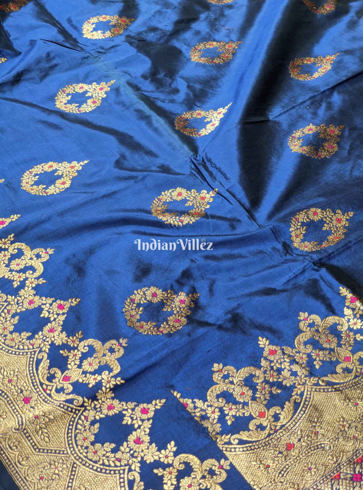 Midnight Blue Pure Banarasi Katan Silk Saree