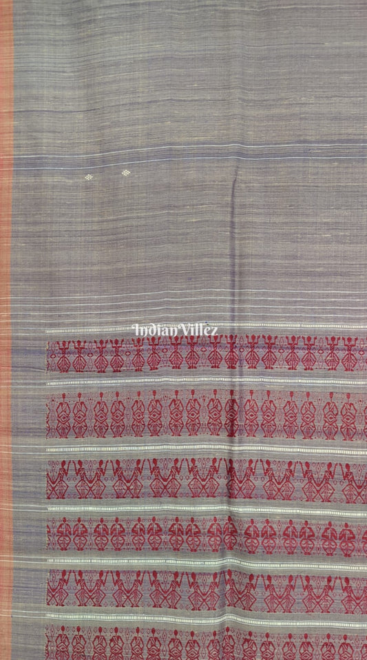 Ash Grey Narthaki Dance Theme Gopalpur Tussar Silk Saree