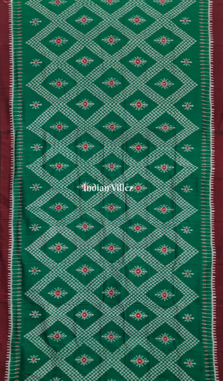 Bottle Green Tarabali Ikat Odisha Handloom Silk saree