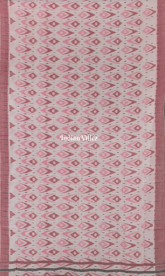 White Odisha Ikat Sambalpuri Cotton Saree