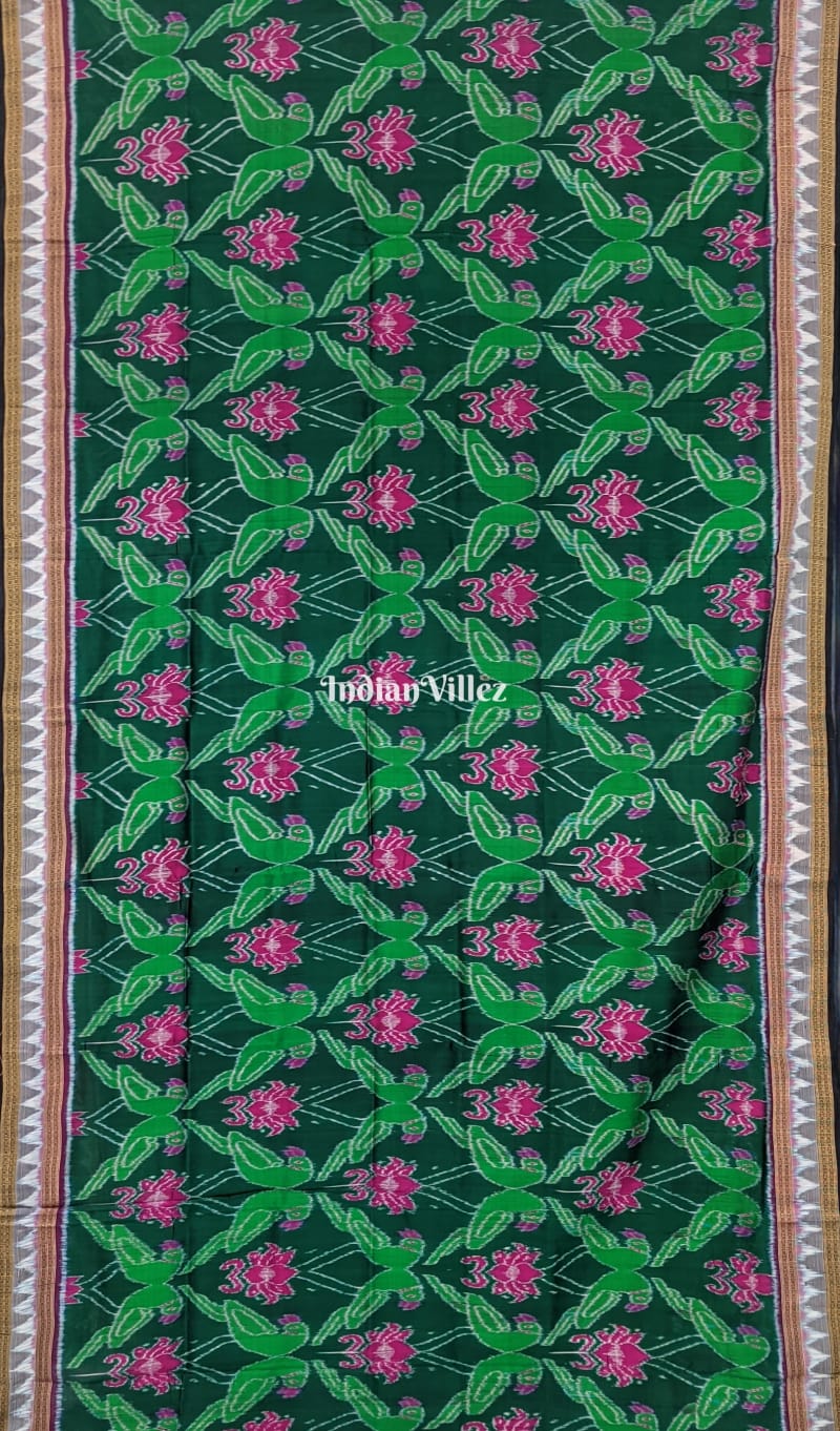 Parrot Lotus Odisha Handloom Khandua Silk Saree