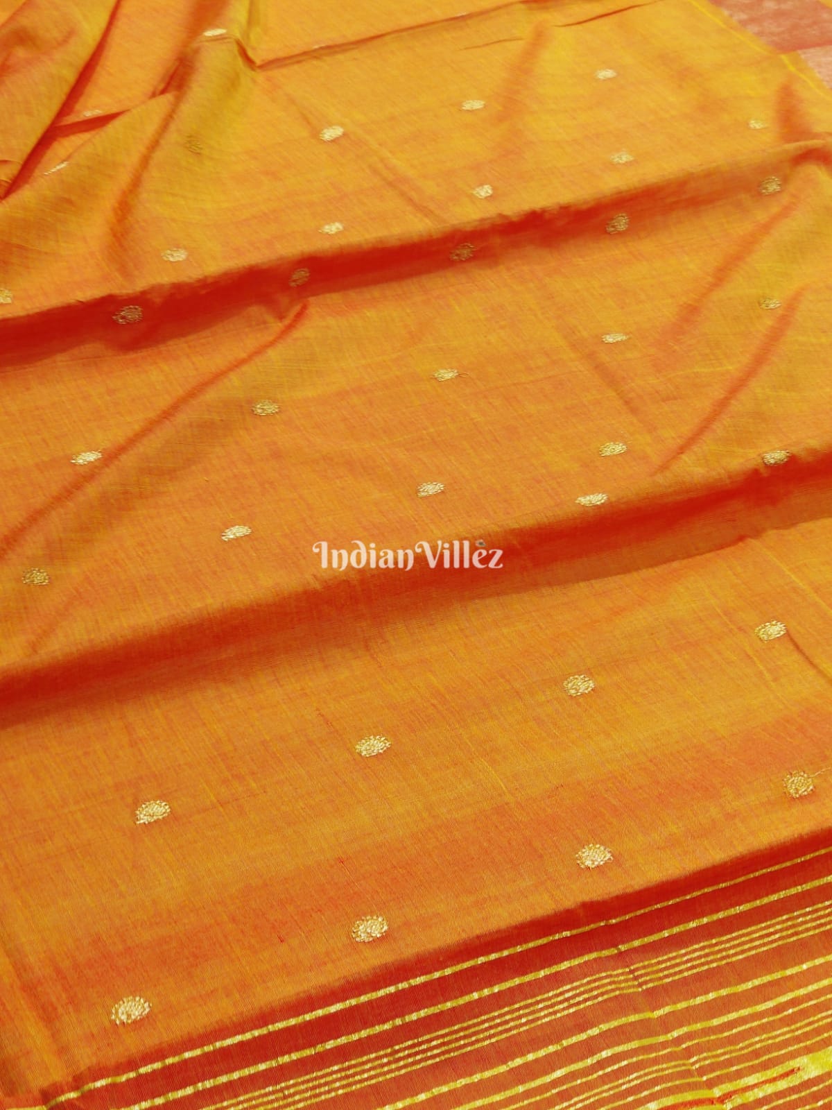 Orange Paithani Silk*Cotton Saree - IndianVillez