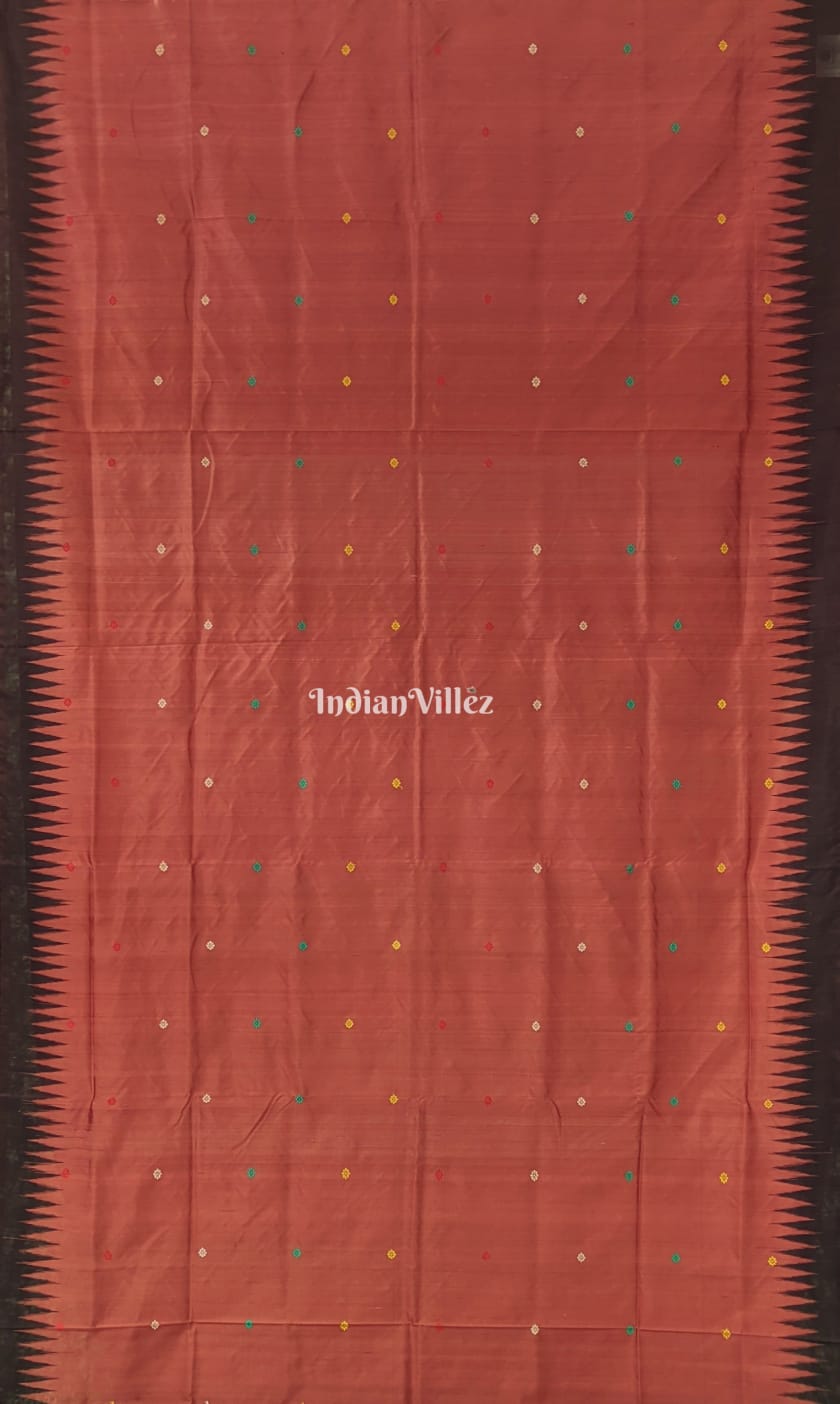 Rust Bomkai Silk Saree inspired by Ganjam Bomkai Theme