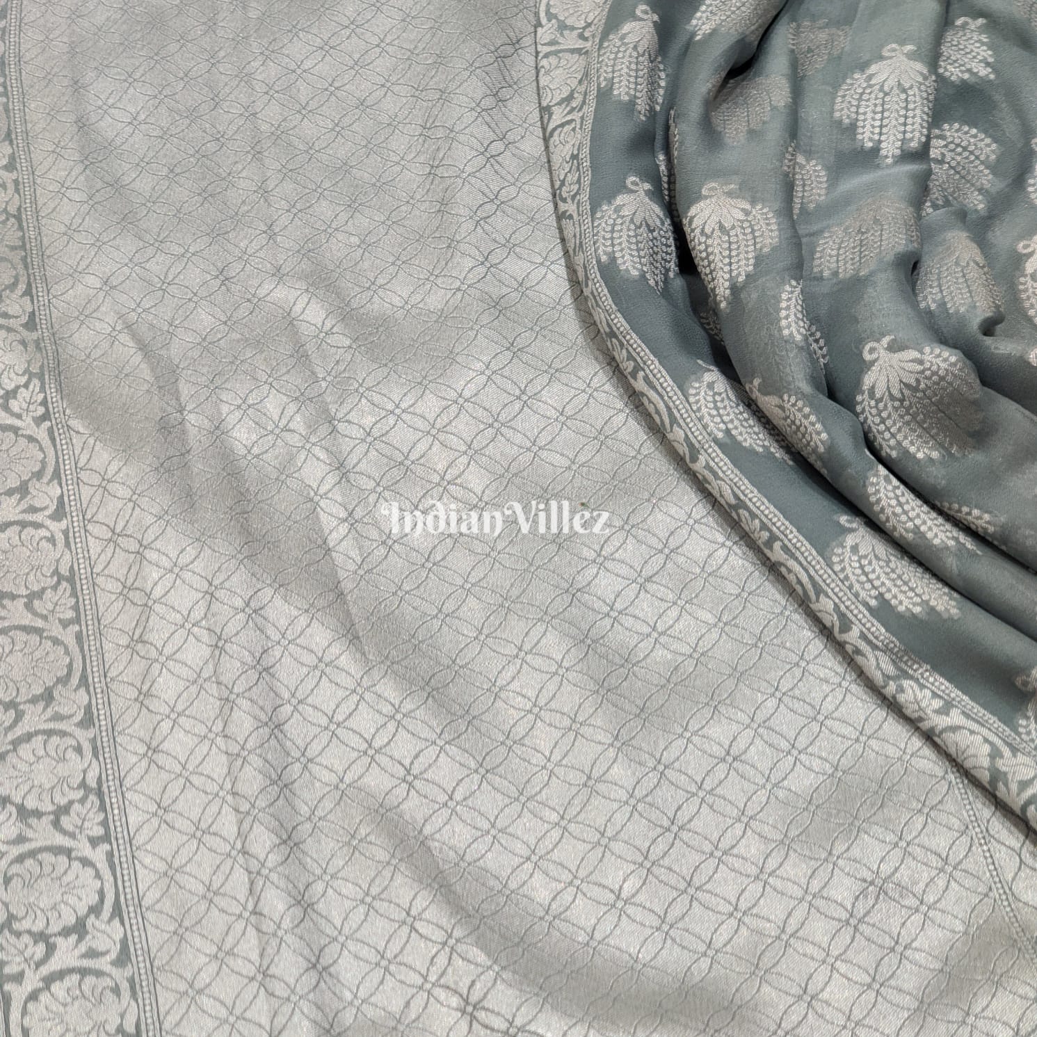 Grey Rangkaat Banarasi Khaddi Georgette Saree