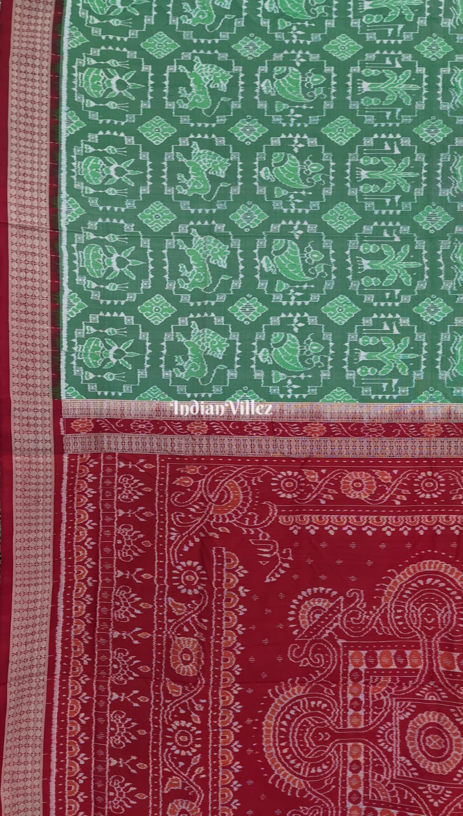 Mint Green Sambalpuri Ikat Silk Pastel Saree