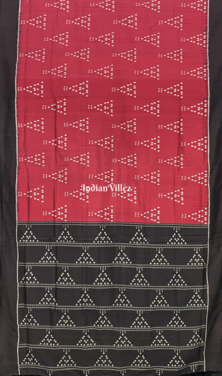 Maroon Jhoti Odisha Handloom Contemporary Sambalpuri Silk Saree