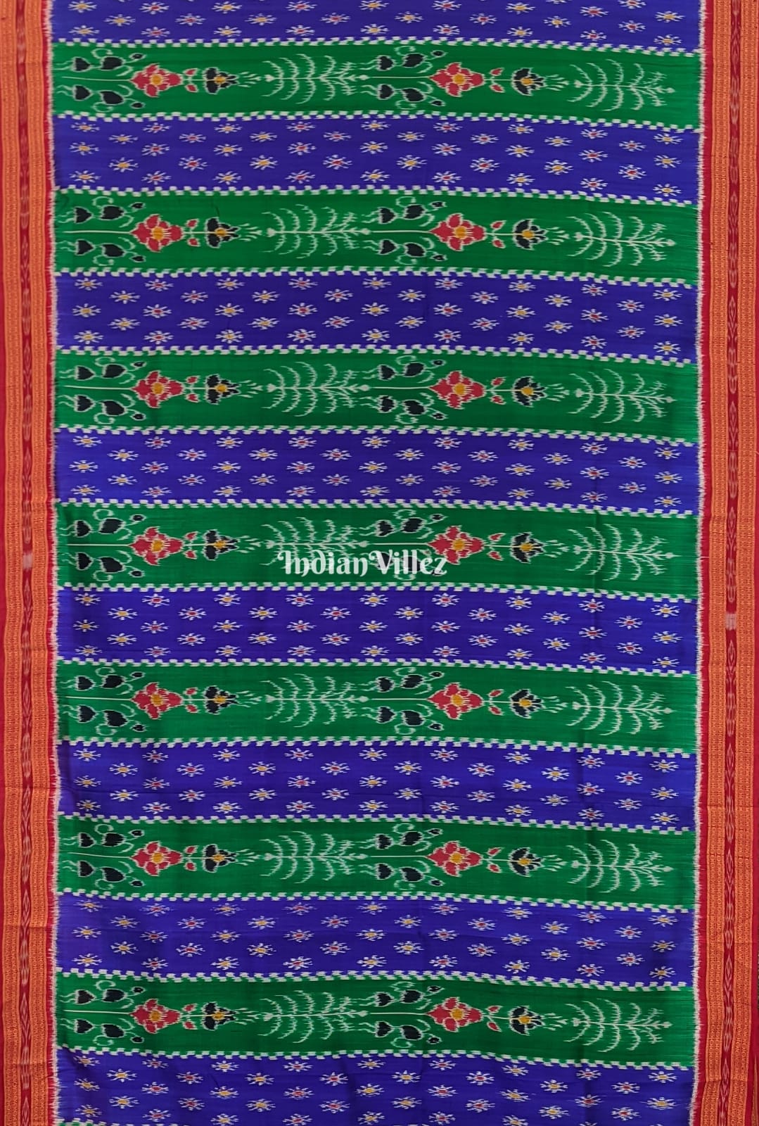 Green Blue Tribal & Mayur Chandrika Odisha Ikat Khandua Silk Saree