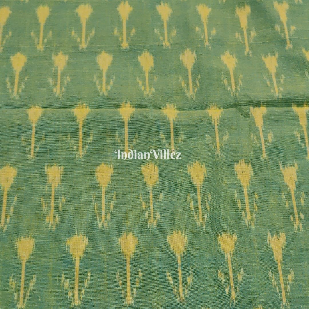 Yellow Green Handwoven Cotton Pochampally Ikat Fabric