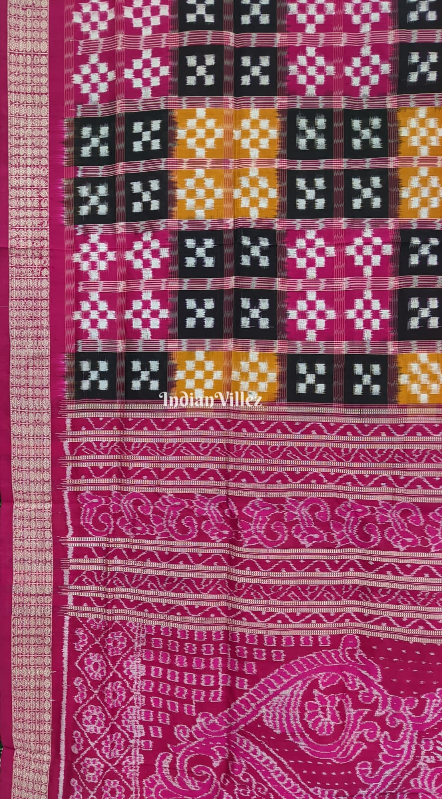 Multicoloured Body Pasapali Sambalpuri Ikat Silk Saree