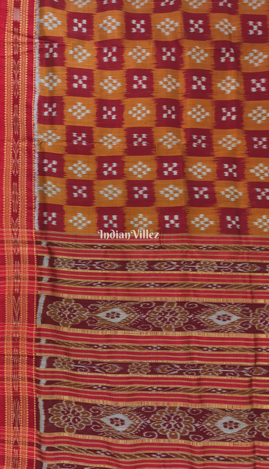 Golden Body Pasapali Odisha Ikat Khandua Silk Saree