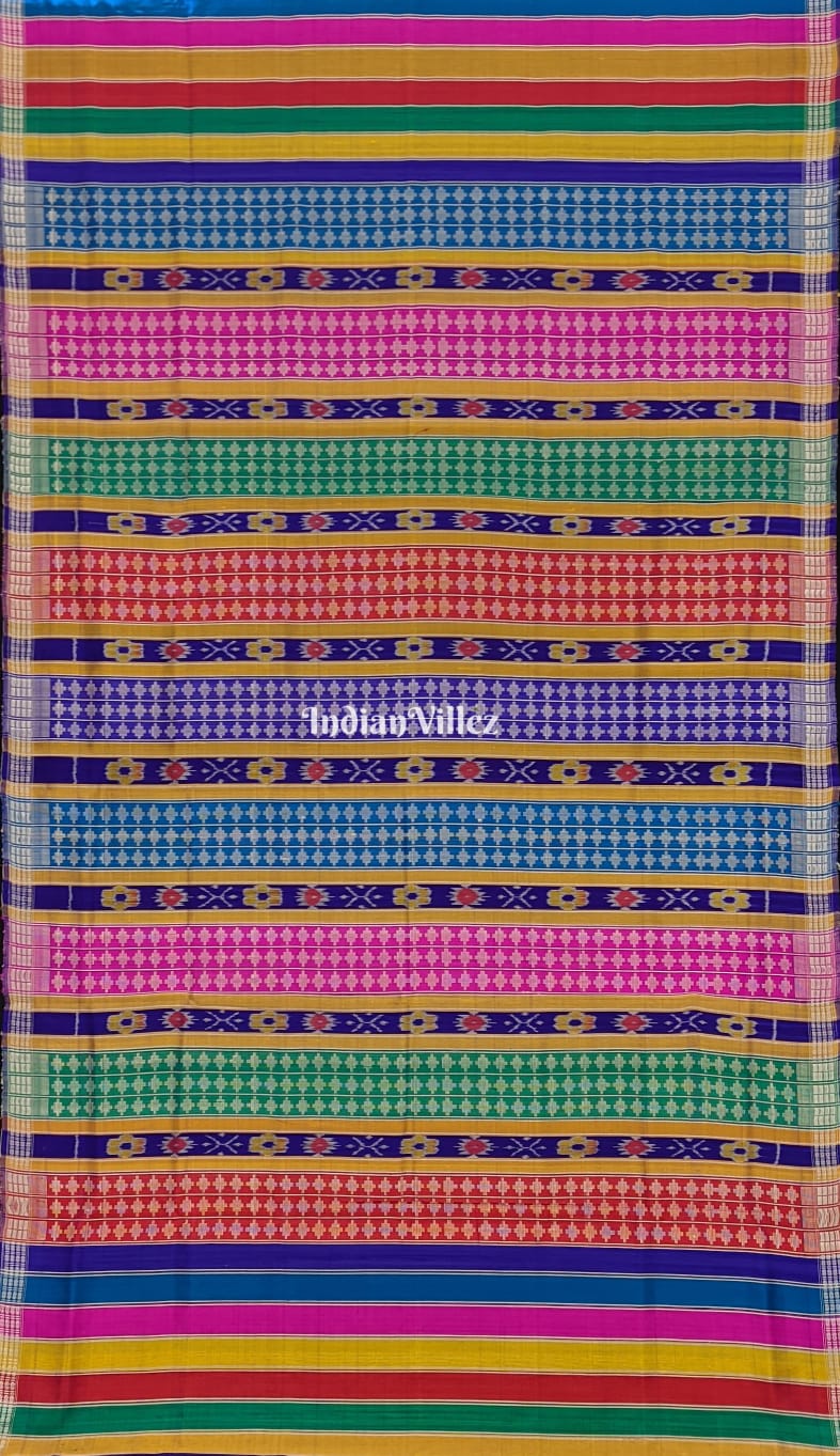 Steel Blue Berhampuri Double Palla Silk Handloom Saree